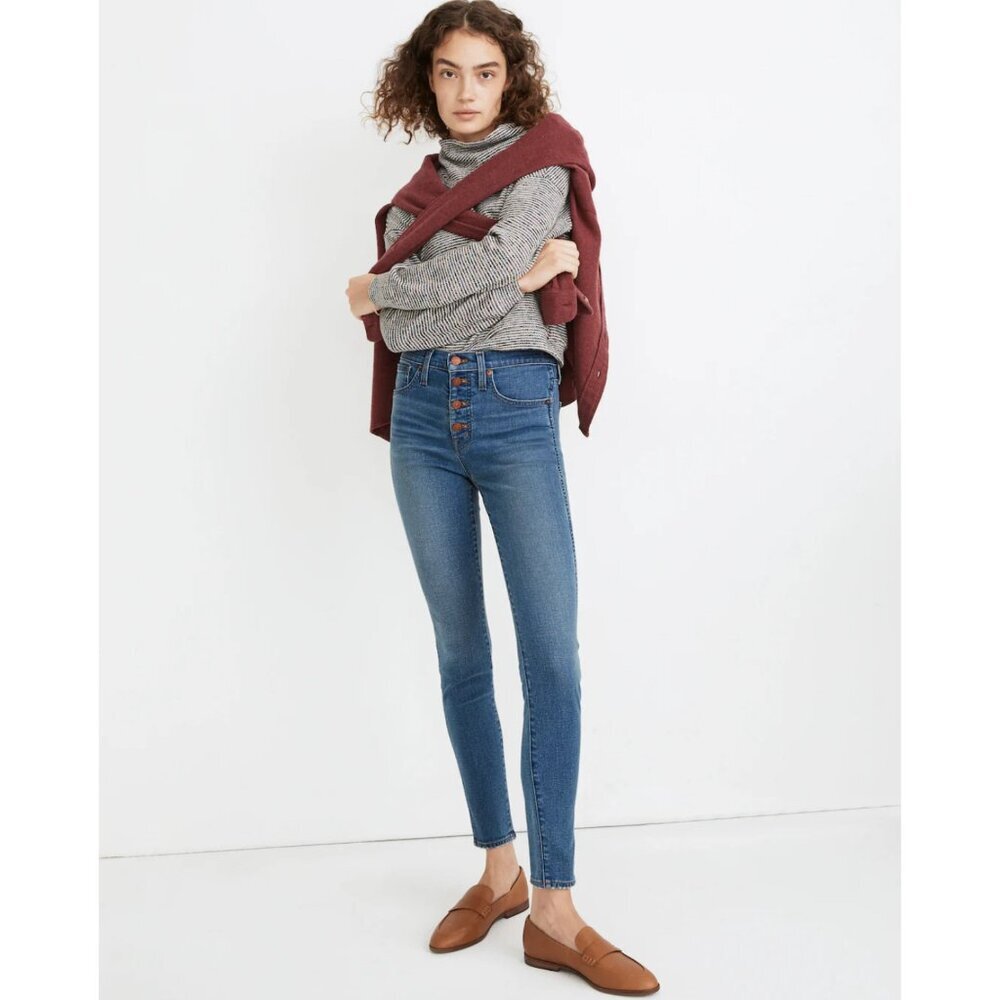 Madewell High-Rise Skinny Jeans in Dewitt Wash Button-Front Denim Edition Sz 30